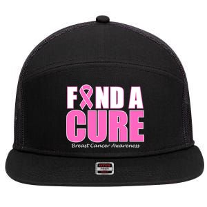 Find A Cure Breast Cancer Awareness Ribbon 7 Panel Mesh Trucker Snapback Hat