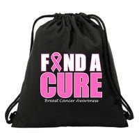 Find A Cure Breast Cancer Awareness Ribbon Drawstring Bag