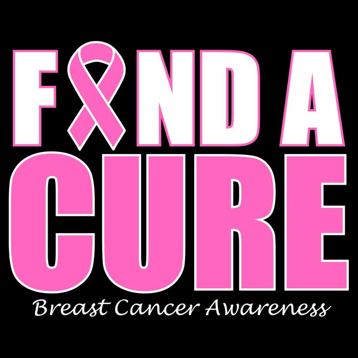 Find A Cure Breast Cancer Awareness Ribbon Drawstring Bag