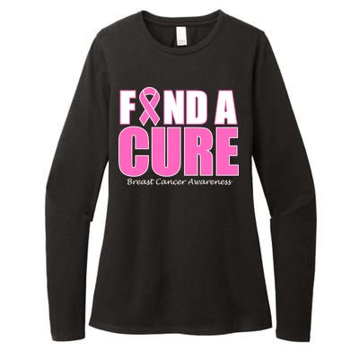 Find A Cure Breast Cancer Awareness Ribbon Womens CVC Long Sleeve Shirt