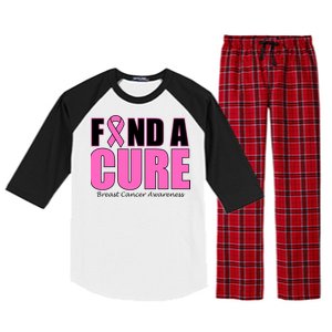 Find A Cure Breast Cancer Awareness Ribbon Raglan Sleeve Pajama Set