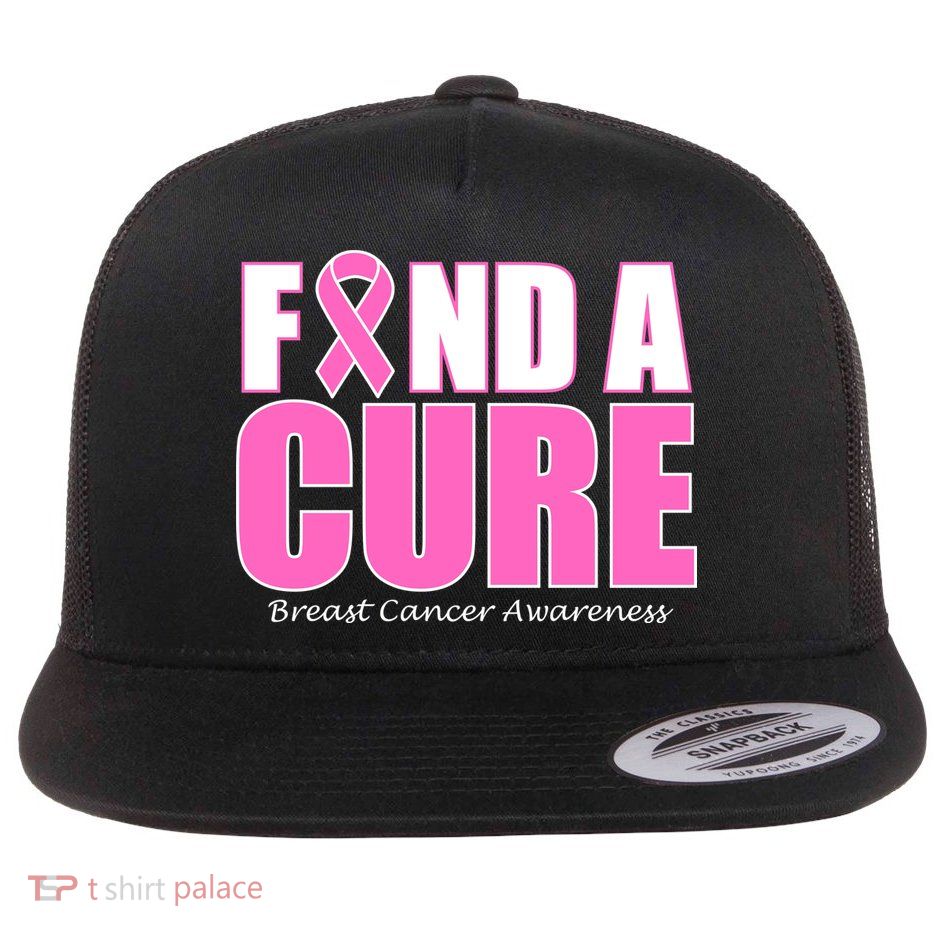 Find A Cure Breast Cancer Awareness Ribbon Flatbill Hat