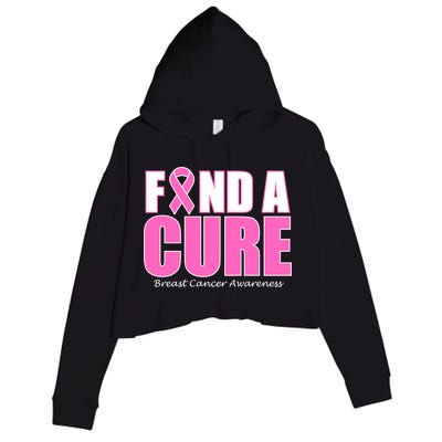 Find A Cure Breast Cancer Awareness Ribbon Crop Fleece Hoodie