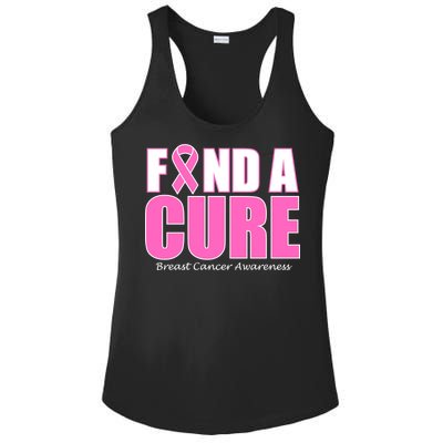 Find A Cure Breast Cancer Awareness Ribbon Ladies PosiCharge Competitor Racerback Tank