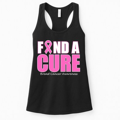 Find A Cure Breast Cancer Awareness Ribbon Womens Tank Top