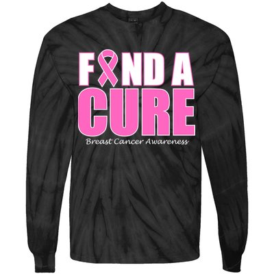 Find A Cure Breast Cancer Awareness Ribbon Tie-Dye Long Sleeve Shirt