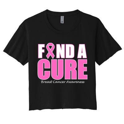 Find A Cure Breast Cancer Awareness Ribbon Crop Top