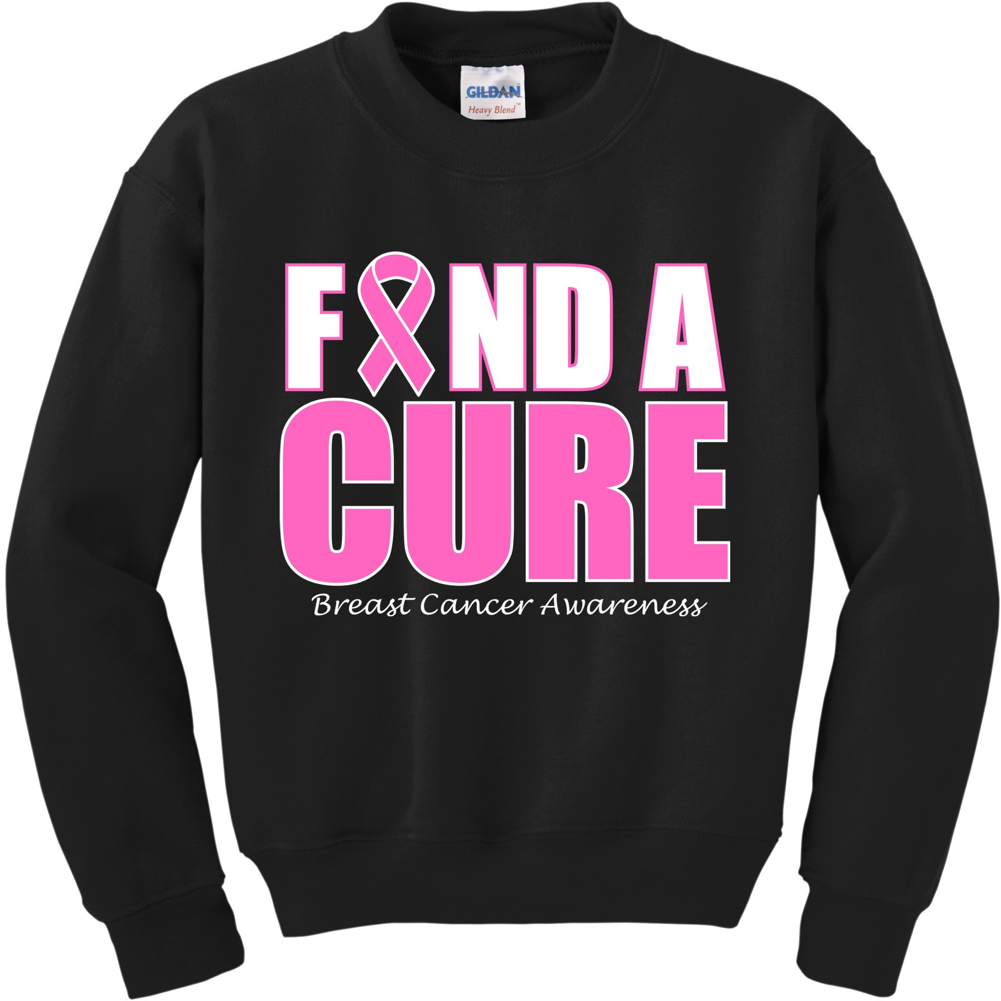 Find A Cure Breast Cancer Awareness Ribbon Kids Sweatshirt