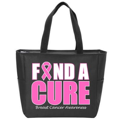 Find A Cure Breast Cancer Awareness Ribbon Zip Tote Bag