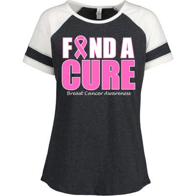 Find A Cure Breast Cancer Awareness Ribbon Enza Ladies Jersey Colorblock Tee