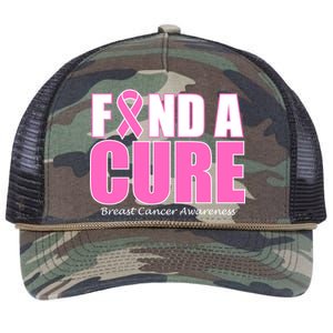 Find A Cure Breast Cancer Awareness Ribbon Retro Rope Trucker Hat Cap