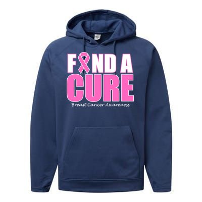 Find A Cure Breast Cancer Awareness Ribbon Performance Fleece Hoodie