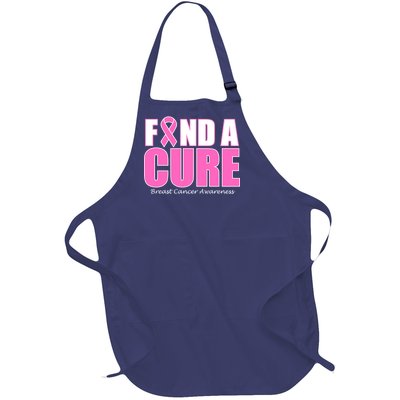 Find A Cure Breast Cancer Awareness Ribbon Full-Length Apron With Pockets