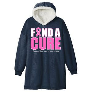 Find A Cure Breast Cancer Awareness Ribbon Hooded Wearable Blanket