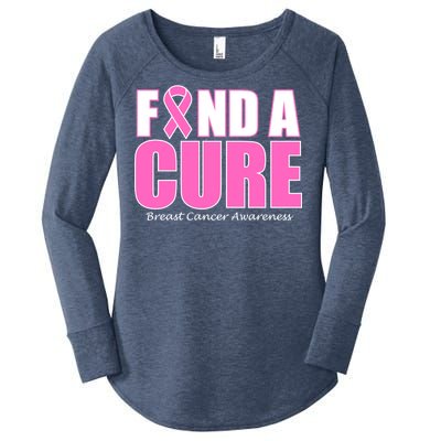 Find A Cure Breast Cancer Awareness Ribbon Women's Perfect Tri Tunic Long Sleeve Shirt