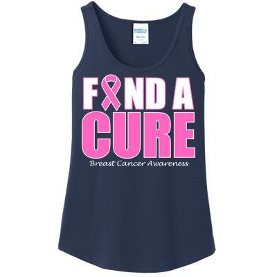 Find A Cure Breast Cancer Awareness Ribbon Ladies Essential Tank