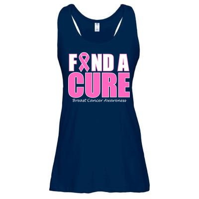 Find A Cure Breast Cancer Awareness Ribbon Ladies Essential Flowy Tank