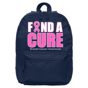 Find A Cure Breast Cancer Awareness Ribbon 16 in Basic Backpack