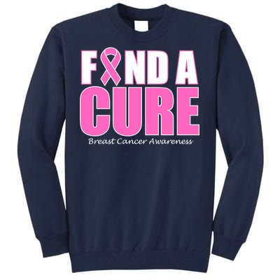 Find A Cure Breast Cancer Awareness Ribbon Tall Sweatshirt