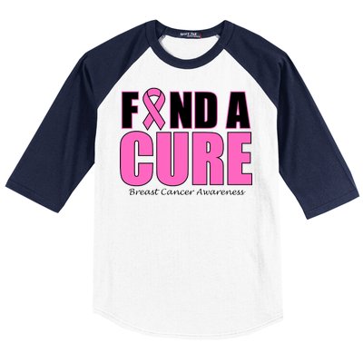 Find A Cure Breast Cancer Awareness Ribbon Baseball Sleeve Shirt