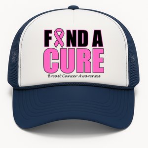 Find A Cure Breast Cancer Awareness Ribbon Trucker Hat