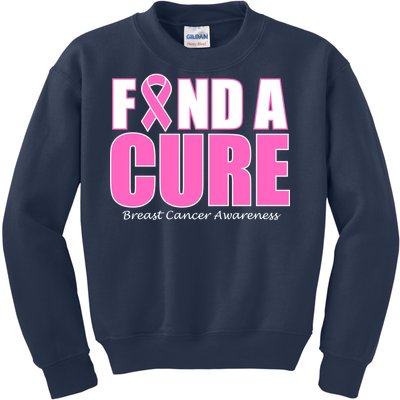 Find A Cure Breast Cancer Awareness Ribbon Kids Sweatshirt