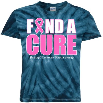 Find A Cure Breast Cancer Awareness Ribbon Kids Tie-Dye T-Shirt