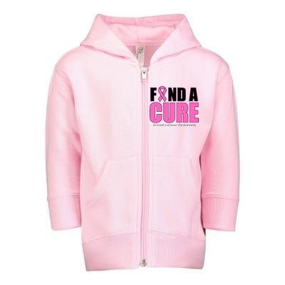 Find A Cure Breast Cancer Awareness Ribbon Toddler Zip Fleece Hoodie