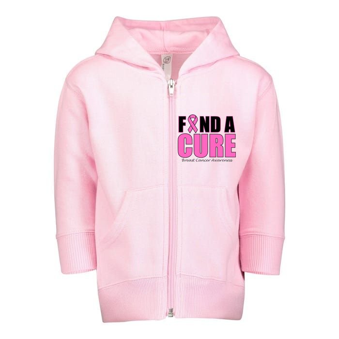 Find A Cure Breast Cancer Awareness Ribbon Toddler Zip Fleece Hoodie