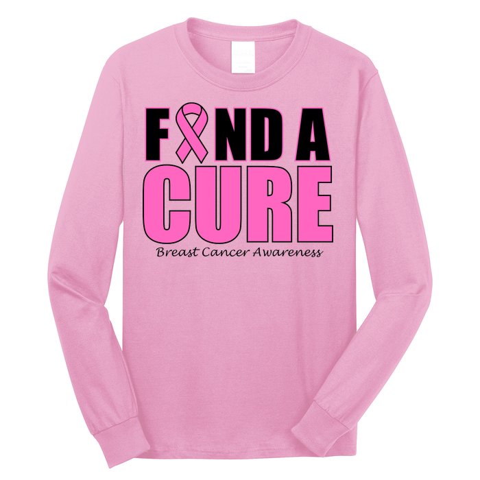 Find A Cure Breast Cancer Awareness Ribbon Long Sleeve Shirt