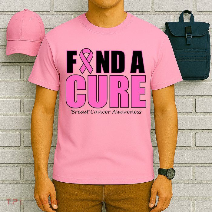 Find A Cure Breast Cancer Awareness Ribbon T-Shirt