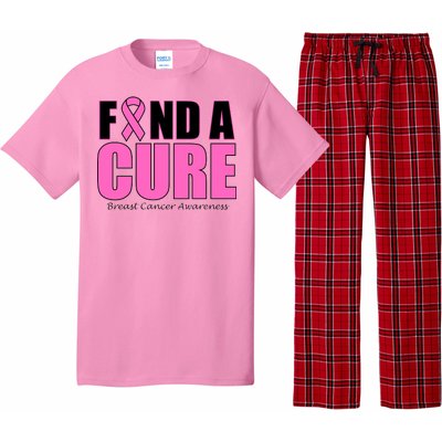 Find A Cure Breast Cancer Awareness Ribbon Pajama Set