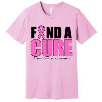 Find A Cure Breast Cancer Awareness Ribbon Premium T-Shirt