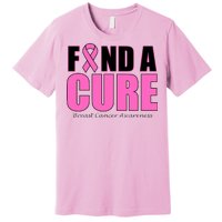 Find A Cure Breast Cancer Awareness Ribbon Premium T-Shirt