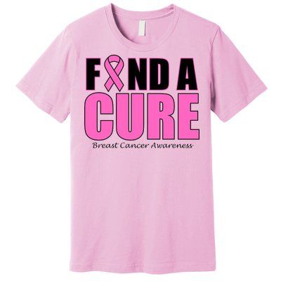 Find A Cure Breast Cancer Awareness Ribbon Premium T-Shirt