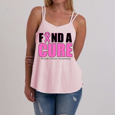 Find A Cure Breast Cancer Awareness Ribbon Women's Strappy Tank