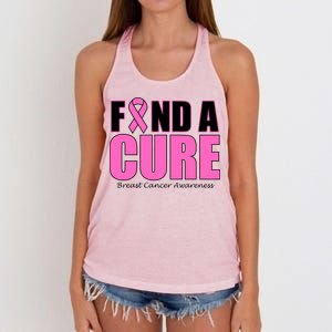 Find A Cure Breast Cancer Awareness Ribbon Women's Knotted Racerback Tank