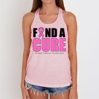 Find A Cure Breast Cancer Awareness Ribbon Women's Knotted Racerback Tank