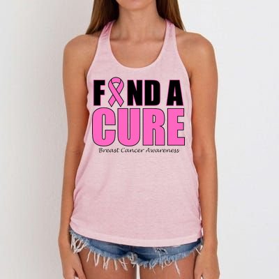 Find A Cure Breast Cancer Awareness Ribbon Women's Knotted Racerback Tank