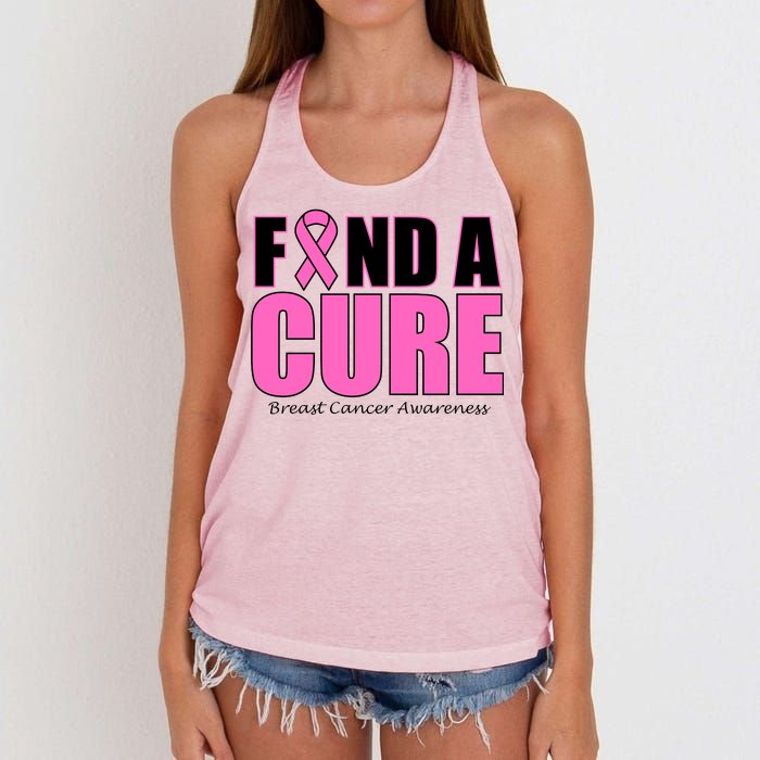 Find A Cure Breast Cancer Awareness Ribbon Women's Knotted Racerback Tank