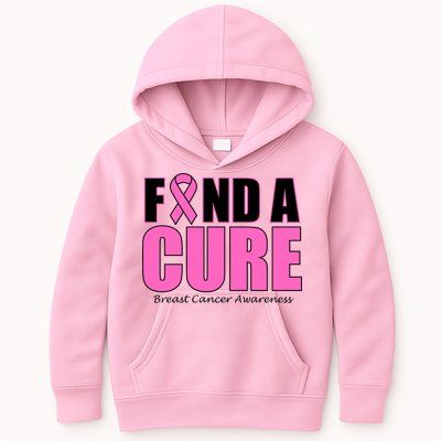 Find A Cure Breast Cancer Awareness Ribbon Kids Hoodie