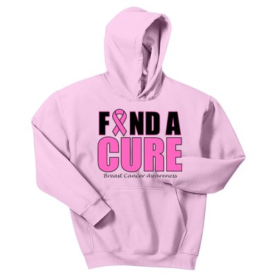 Find A Cure Breast Cancer Awareness Ribbon Kids Hoodie