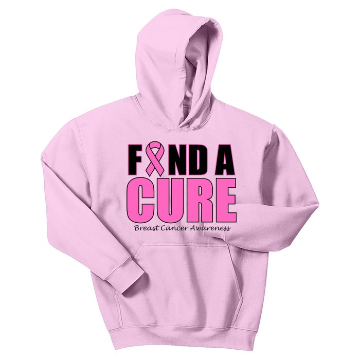 Find A Cure Breast Cancer Awareness Ribbon Kids Hoodie