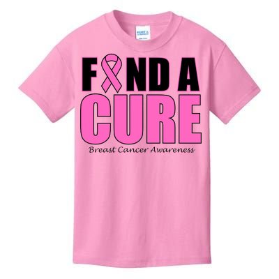 Find A Cure Breast Cancer Awareness Ribbon Kids T-Shirt