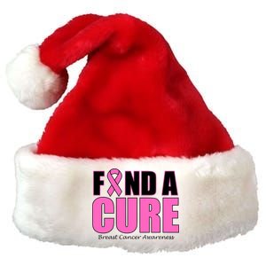 Find A Cure Breast Cancer Awareness Ribbon Premium Christmas Santa Hat