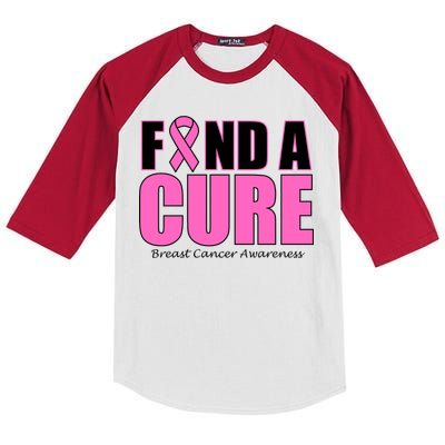 Find A Cure Breast Cancer Awareness Ribbon Kids Colorblock Raglan Jersey