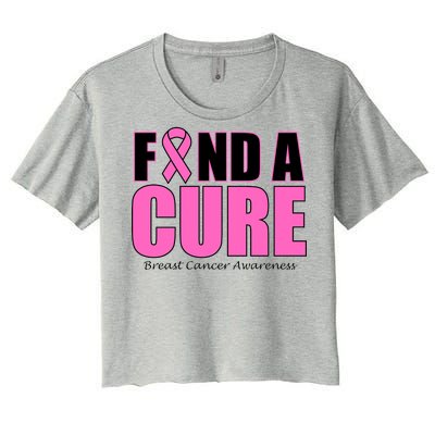 Find A Cure Breast Cancer Awareness Ribbon Women's Crop Top Tee