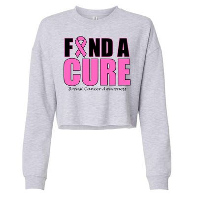 Find A Cure Breast Cancer Awareness Ribbon Cropped Pullover Crew