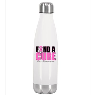 Find A Cure Breast Cancer Awareness Ribbon Stainless Steel Insulated Water Bottle