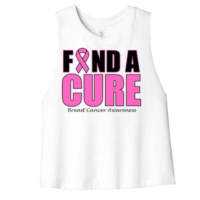 Find A Cure Breast Cancer Awareness Ribbon Women's Racerback Cropped Tank